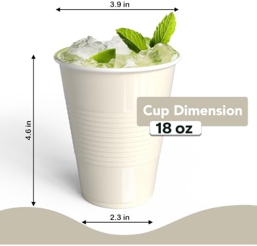 18 Oz. Ivory Plastic Cups | 50 Ct.