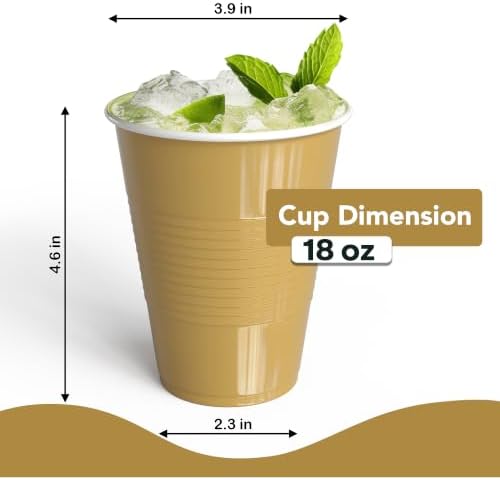 18 Oz. Gold Plastic Cups | 50 Ct.