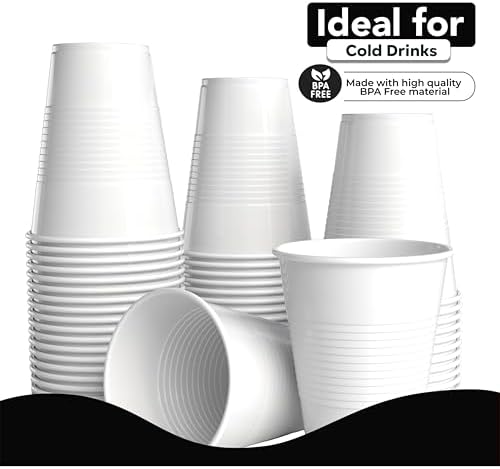 18 Oz. White Plastic Cups | 50 Ct.