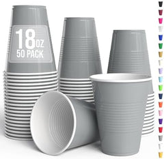 18 Oz. Silver Plastic Cups | 50 Ct.