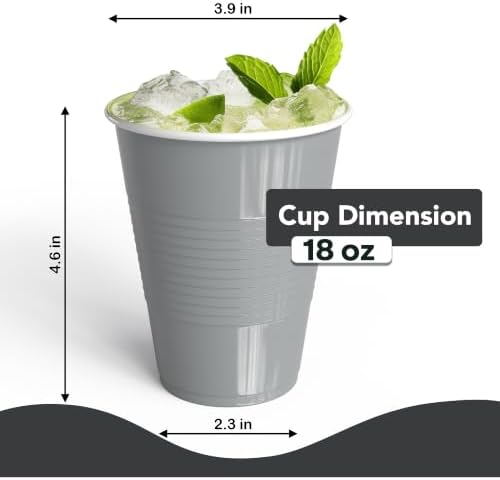 18 Oz. Silver Plastic Cups | 50 Ct.