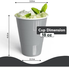 18 Oz. Silver Plastic Cups | 50 Ct.