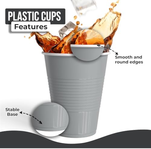 18 Oz. Silver Plastic Cups | 50 Ct.