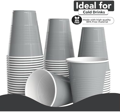 18 Oz. Silver Plastic Cups | 50 Ct.
