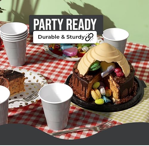 18 Oz. Silver Plastic Cups | 50 Ct.