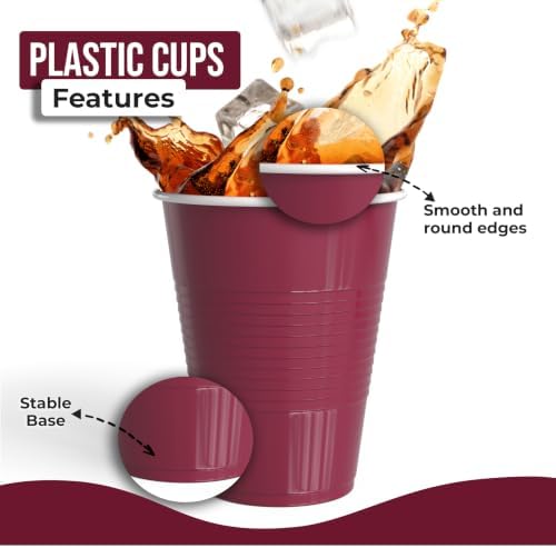 18 Oz. Burgundy Plastic Cups | 50 Ct.