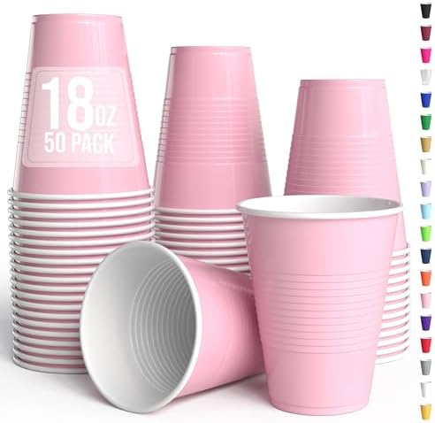 18 Oz. Pink Plastic Cups | 50 Ct.