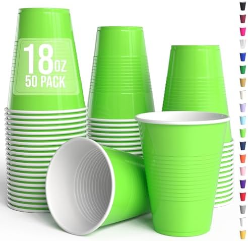 18 Oz. Lime Green Plastic Cups | 50 Ct.