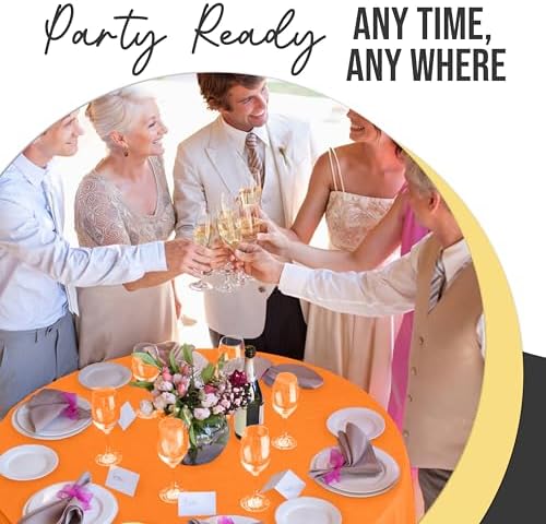 Premium Round Orange Plastic Table Covers | 12 Pack | 84 in.