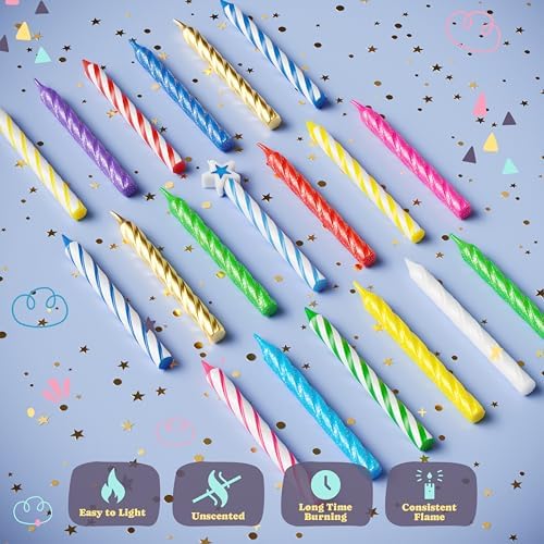 Large Glitter Spiral Birthday Candles - Brights