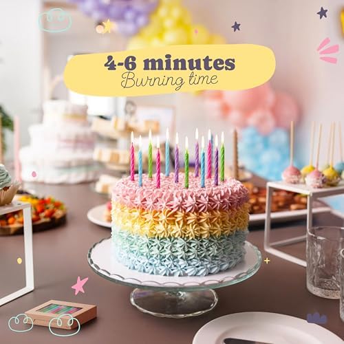 Large Glitter Spiral Birthday Candles - Brights