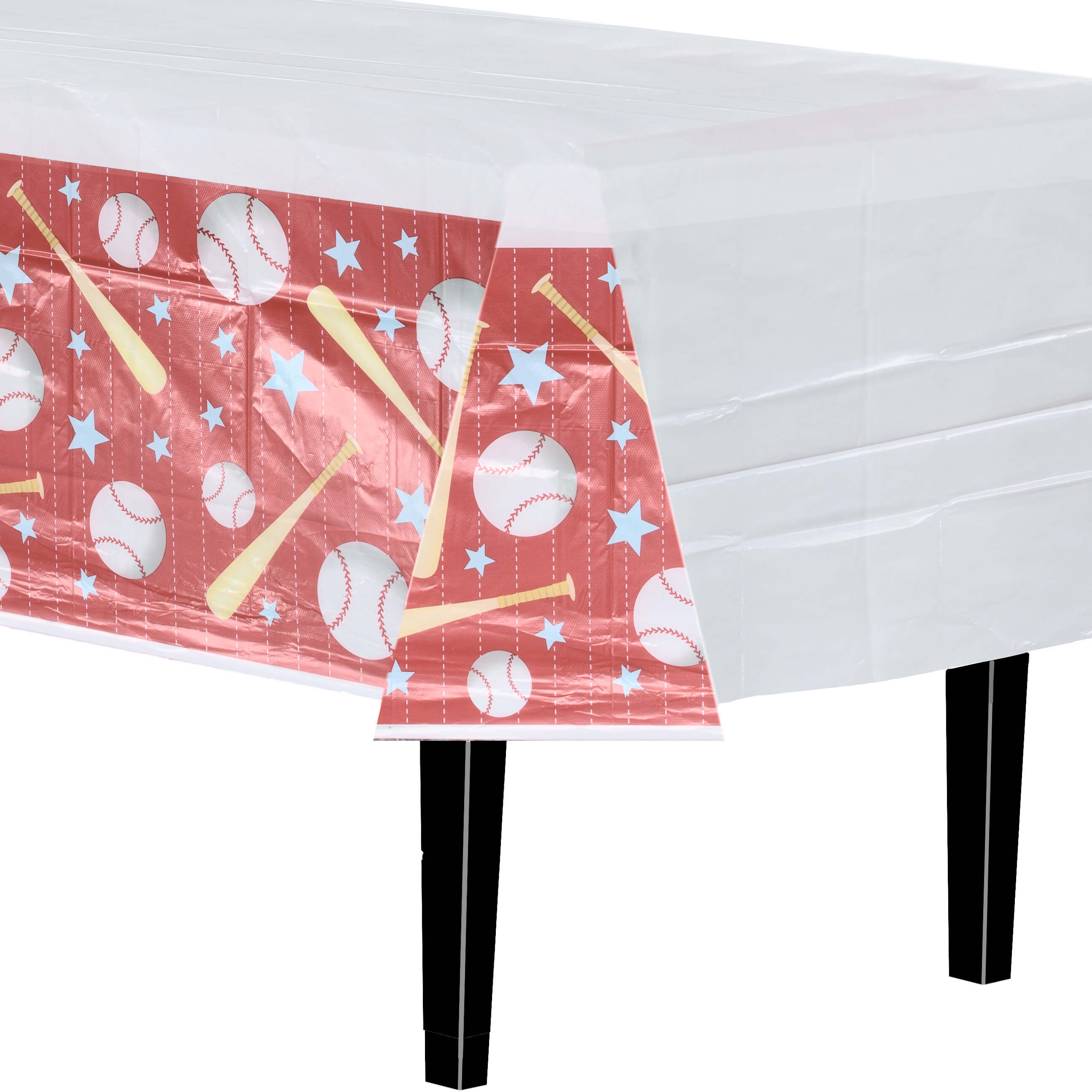 Baseball Print Plastic Table Covers | 12 Pack