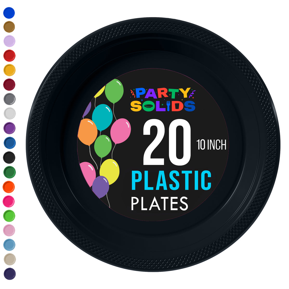 10 in. Black Plastic Plates | 20 Ct.