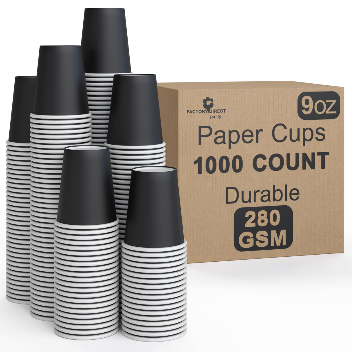 9 Oz. Black Paper Cups | Case of 1000