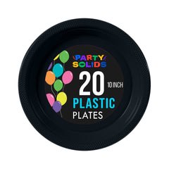10 In. Black Plastic Plates - 20 Ct.
