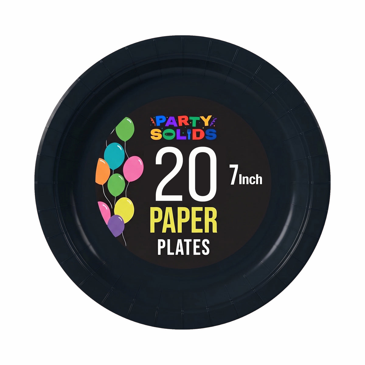 7 In. Black Paper Plates - 20 Ct.
