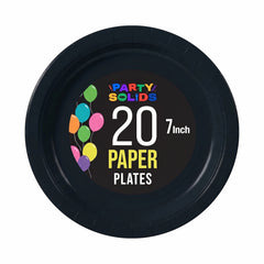 7 In. Black Paper Plates - 20 Ct.