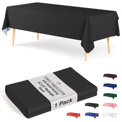 Black Flannel Backed Plastic Table Cover 54 in. x 70 in.