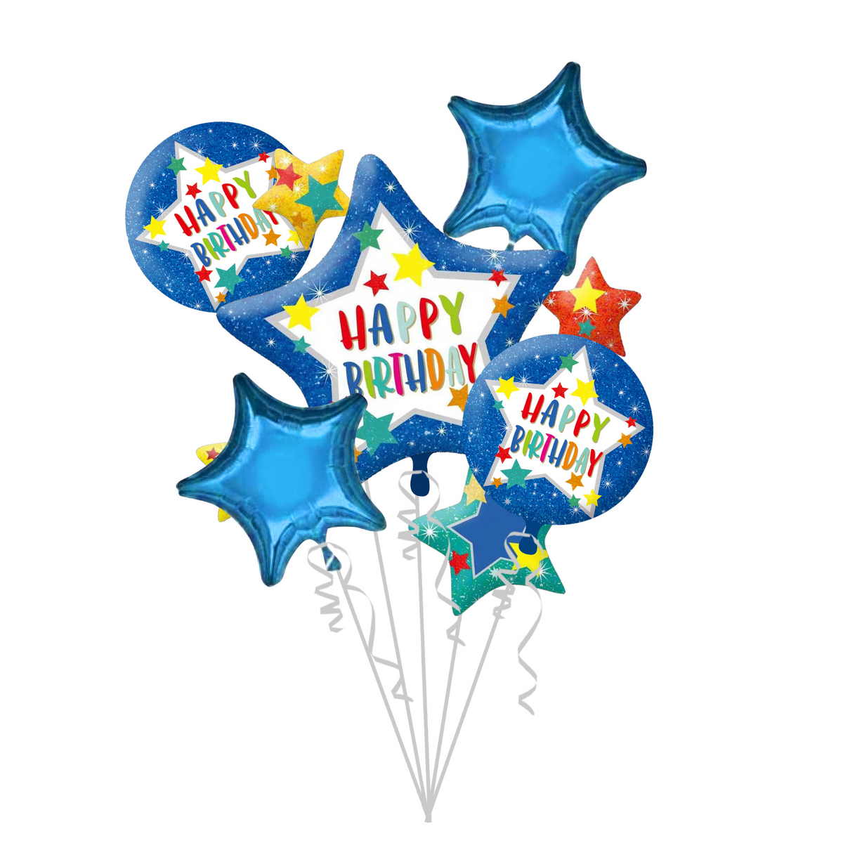 Happy Birthday Blue Star Bouquet Balloon