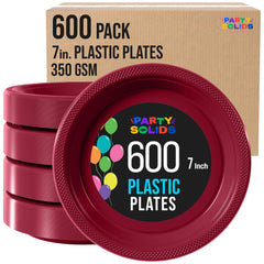 7 in. Burgundy Plastic Plates | Case of 600