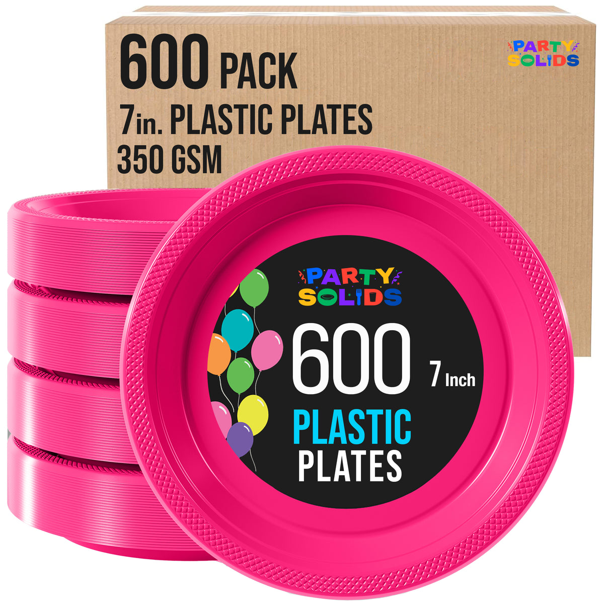 7 in. Cerise Plastic Plates | Case of 600