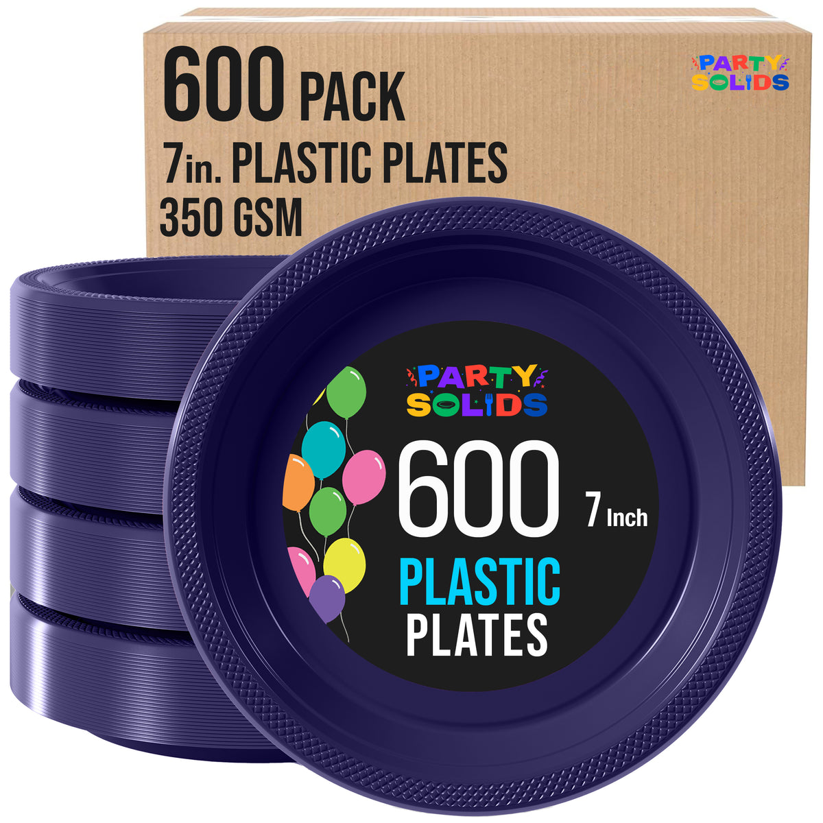 7 in. Navy Plastic Plates | Case of 600