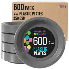 7 in. Silver Plastic Plates | Case of 600