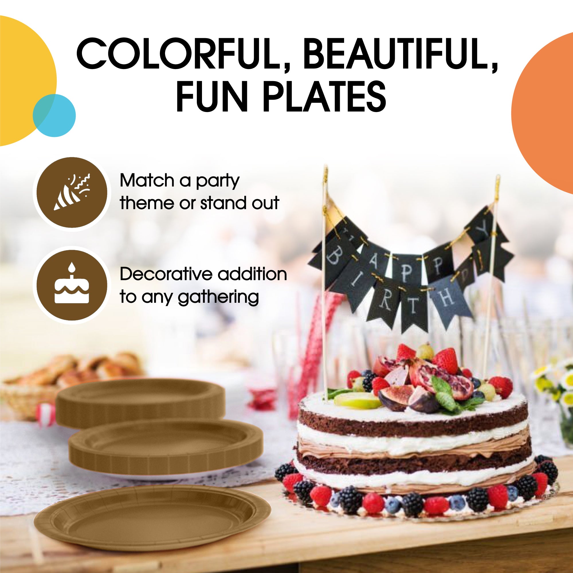 7 In. Bronze Paper Plates - 20 Ct.