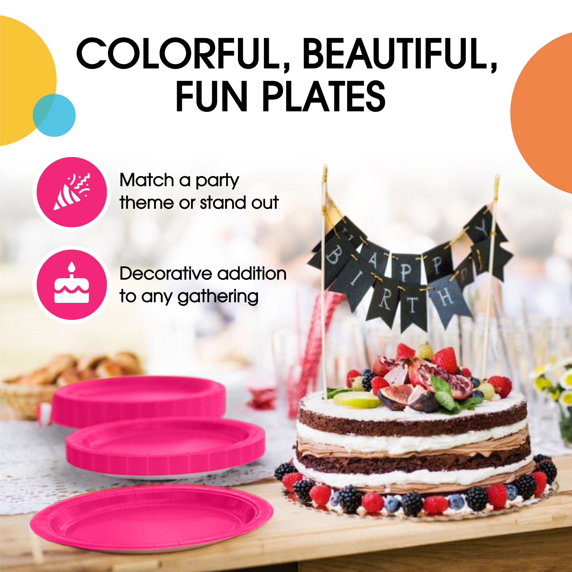 7 In. Cerise Paper Plates - 20 Ct.
