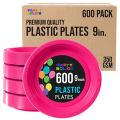 9 in. Cerise Plastic Plates | Case of 600