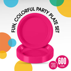 9 In. Hot Pink Plastic Plates | Case of 600