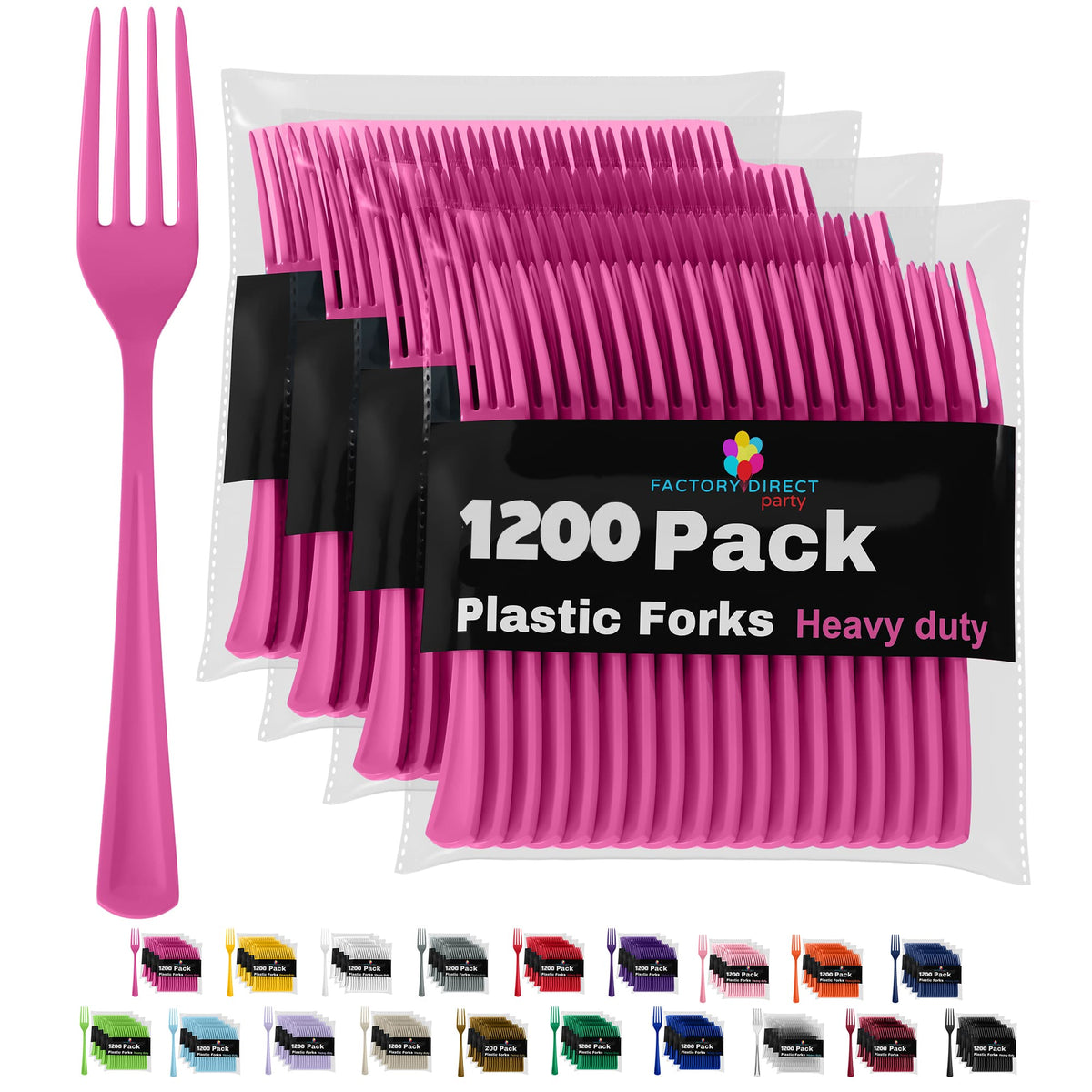 Heavy Duty Cerise Plastic Forks | 7.5 in. | Case of 1200
