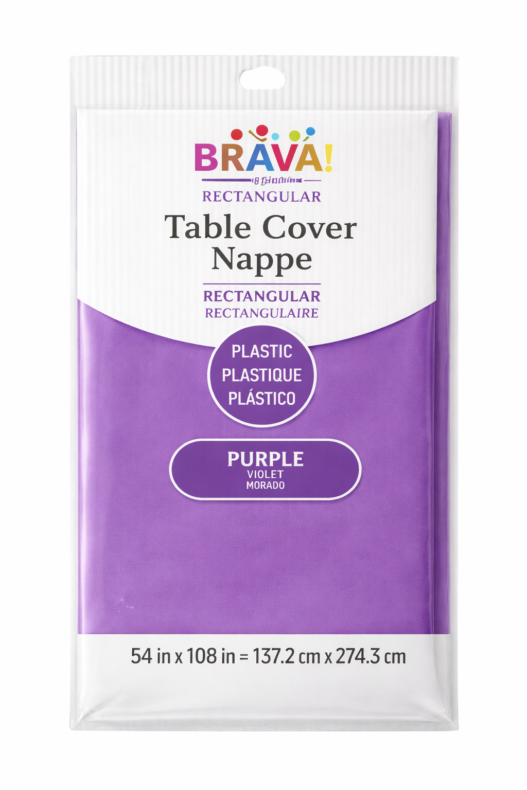 Purple Plastic Rectangular Table Cover, 54x108-Inch