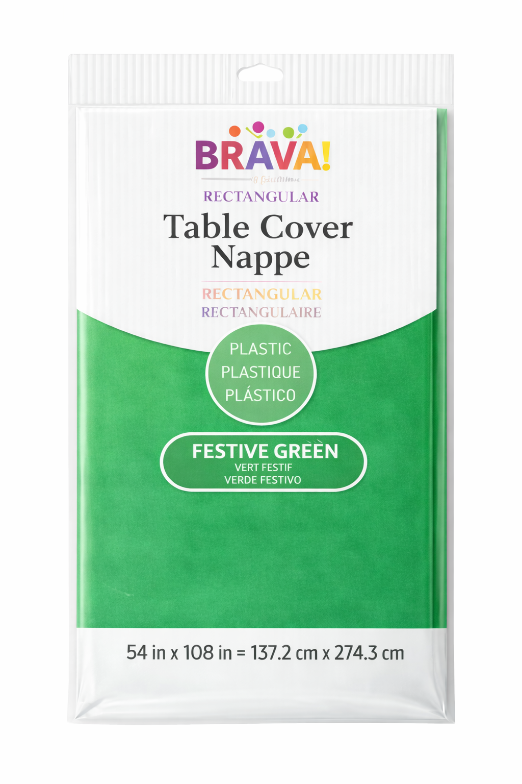 Festive Green Plastic Table Cover - 54x108 inches