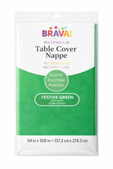 Festive Green Plastic Table Cover - 54x108 inches