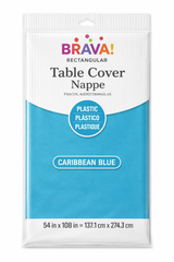 Caribbean Blue Plastic Table Cover - 54x108 Inch