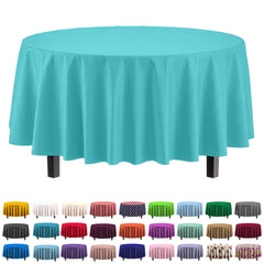 Premium Round Aqua Blue Table Covers | 12 Pack