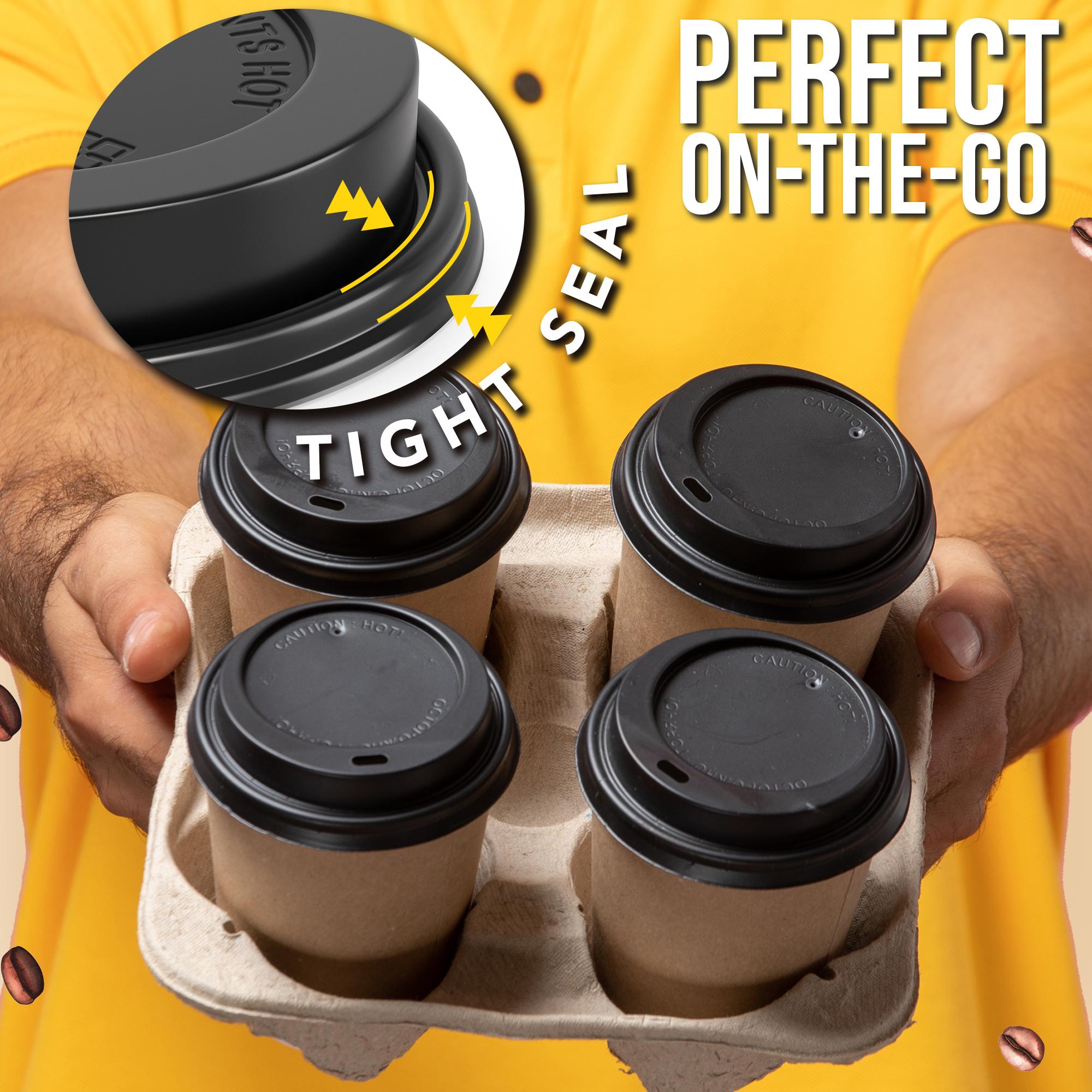 Coffee Cup Black Lids | 50 Pack | Fits 12 & 16 Oz Cups