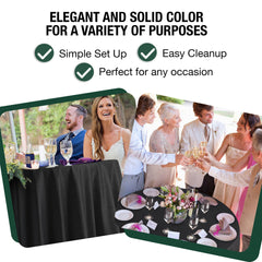120 In. Premium Round Black Plastic Table Covers | 6 Count