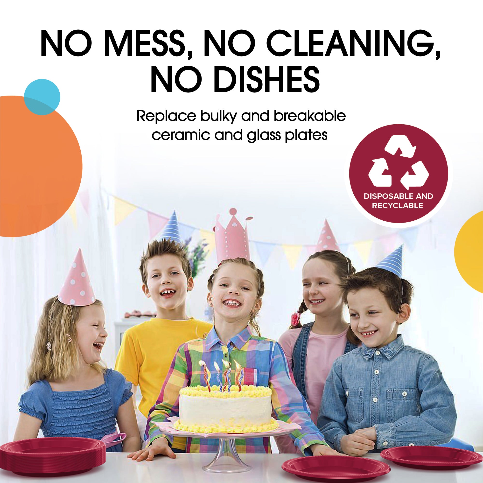 7 in. Burgundy Plastic Plates | Case of 600