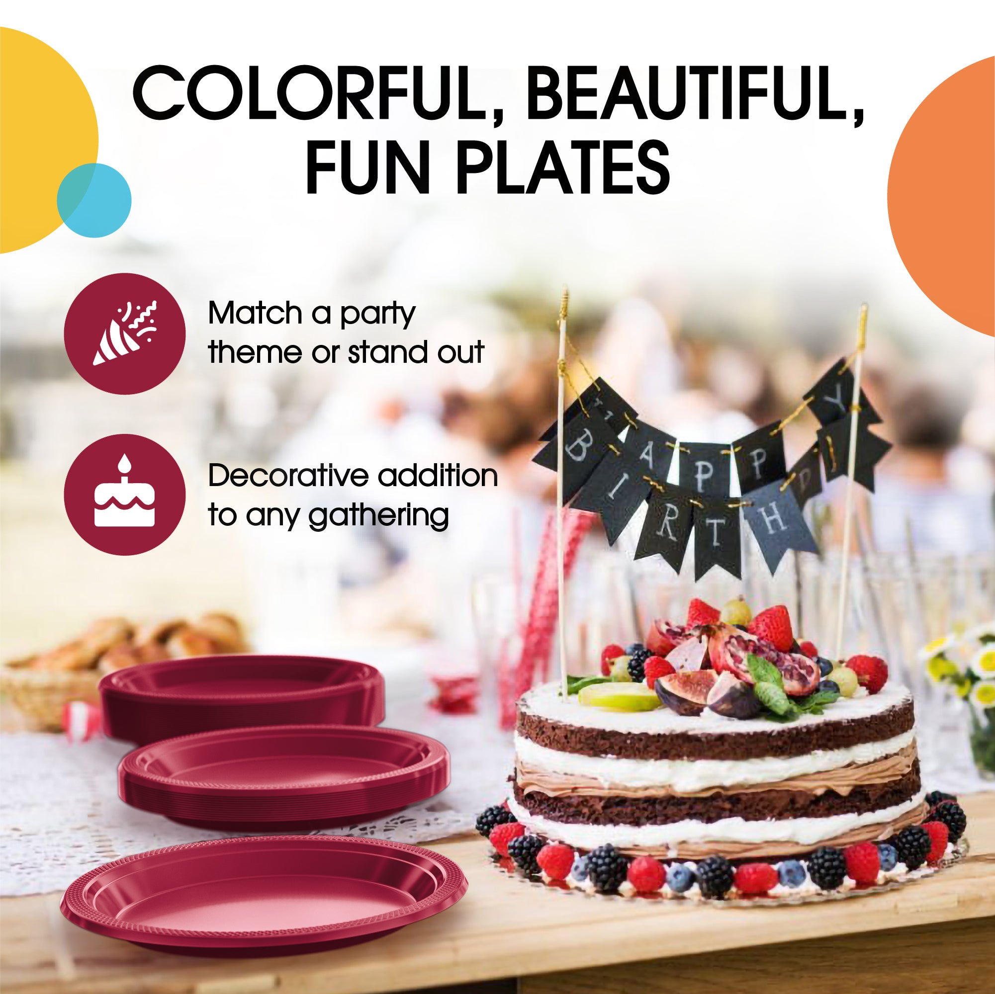 7 in. Burgundy Plastic Plates | Case of 600