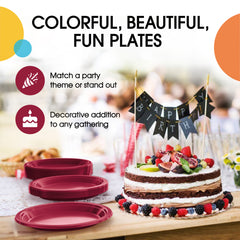 7 in. Burgundy Plastic Plates | 20 Ct.