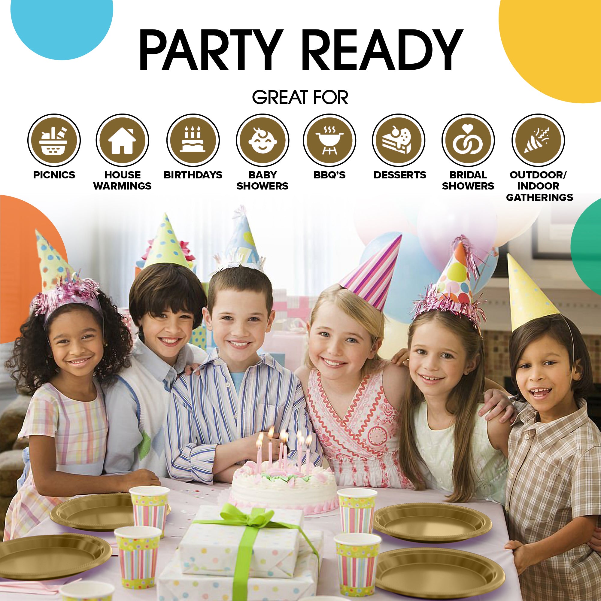 7 in. Gold Plastic Plates | Case of 600