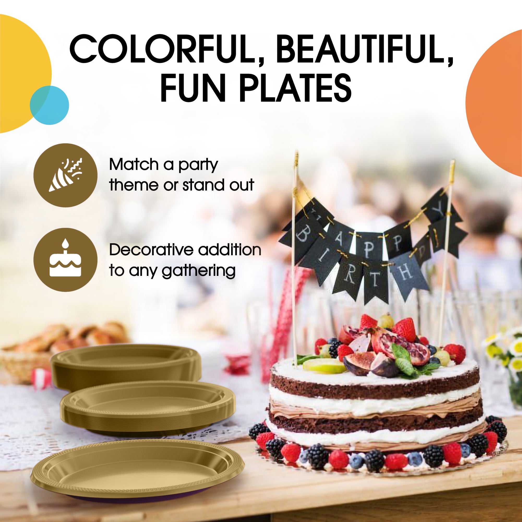 7 in. Gold Plastic Plates | Case of 600
