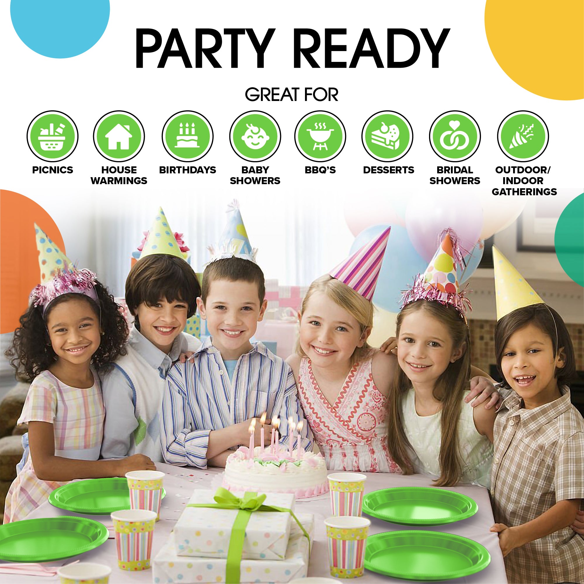 7 in. Lime Green Plastic Plates | Case of 600
