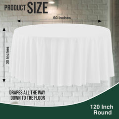 120 In. Premium Round White Plastic Table Covers | 12 Count