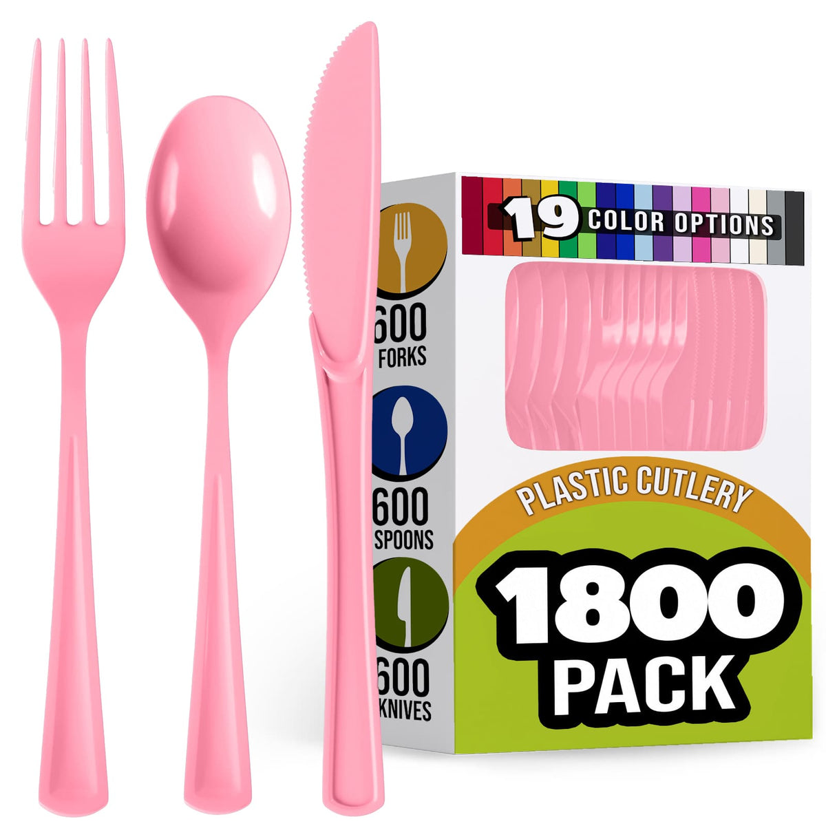 Pink Cutlery Combo Set - 600 Forks 600 Spoons and 600 Knives