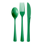 Emerald Green Cutlery Combo Set | 50 Forks 50 Spoons And 50 Knives | 7.5 in.