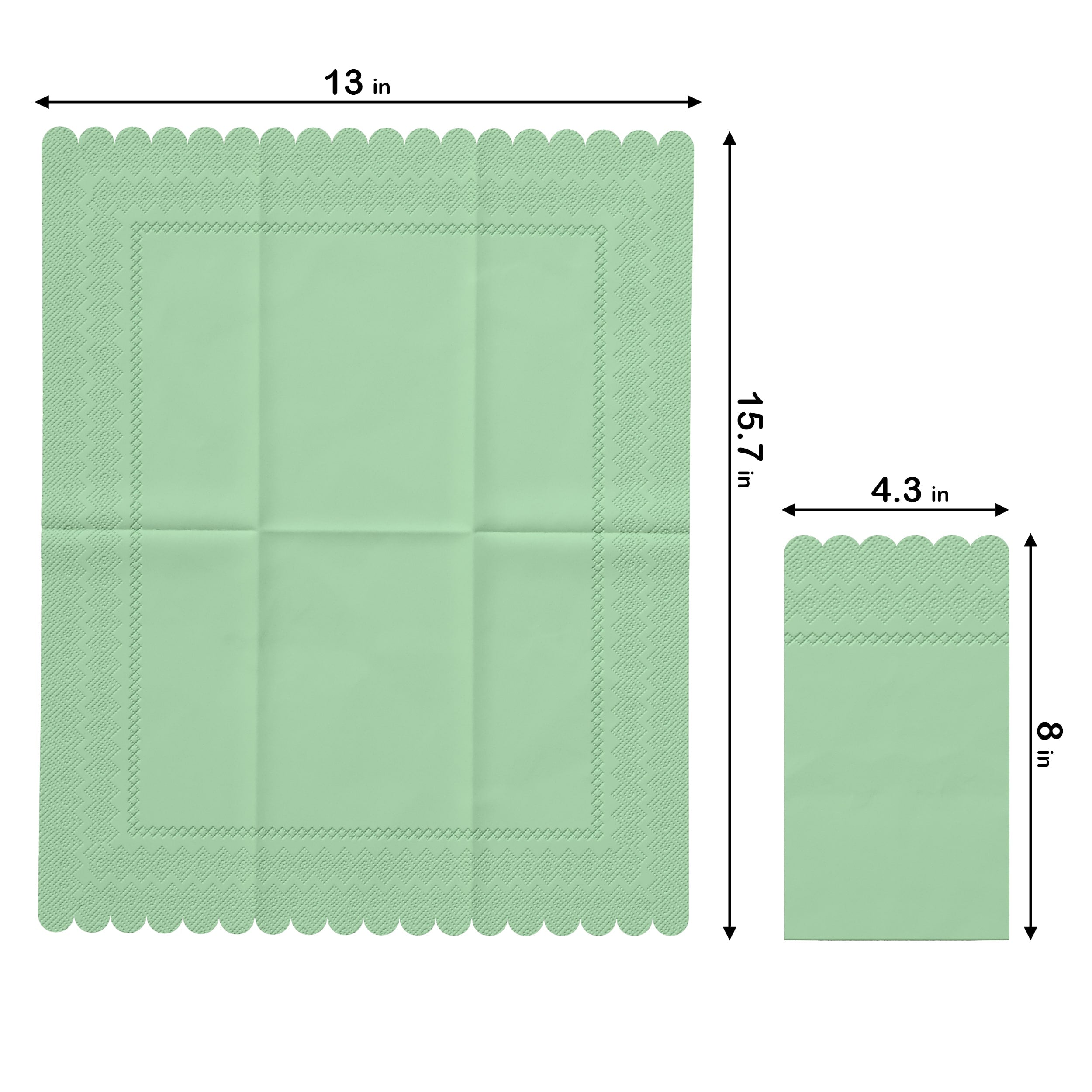 3 Ply Pistachio Green Scalloped Napkins - 20 Ct.