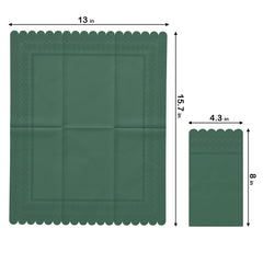 3 Ply Cypress Green Scalloped Napkins - 20 Ct.